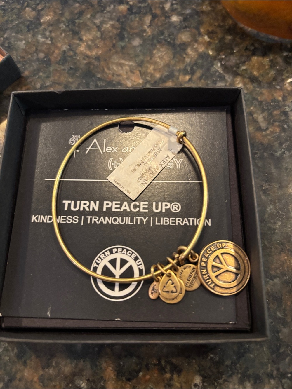 Alex and Ani Black and White Peace Sign Display Card